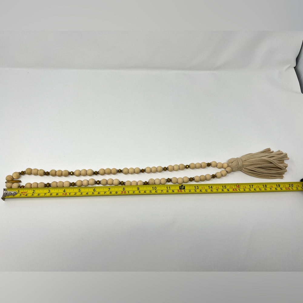 Wood Bead Tassel Necklace Rustic Farmhouse Beaded Jewelry  Boho Accessories Rope - Picture 11 of 12